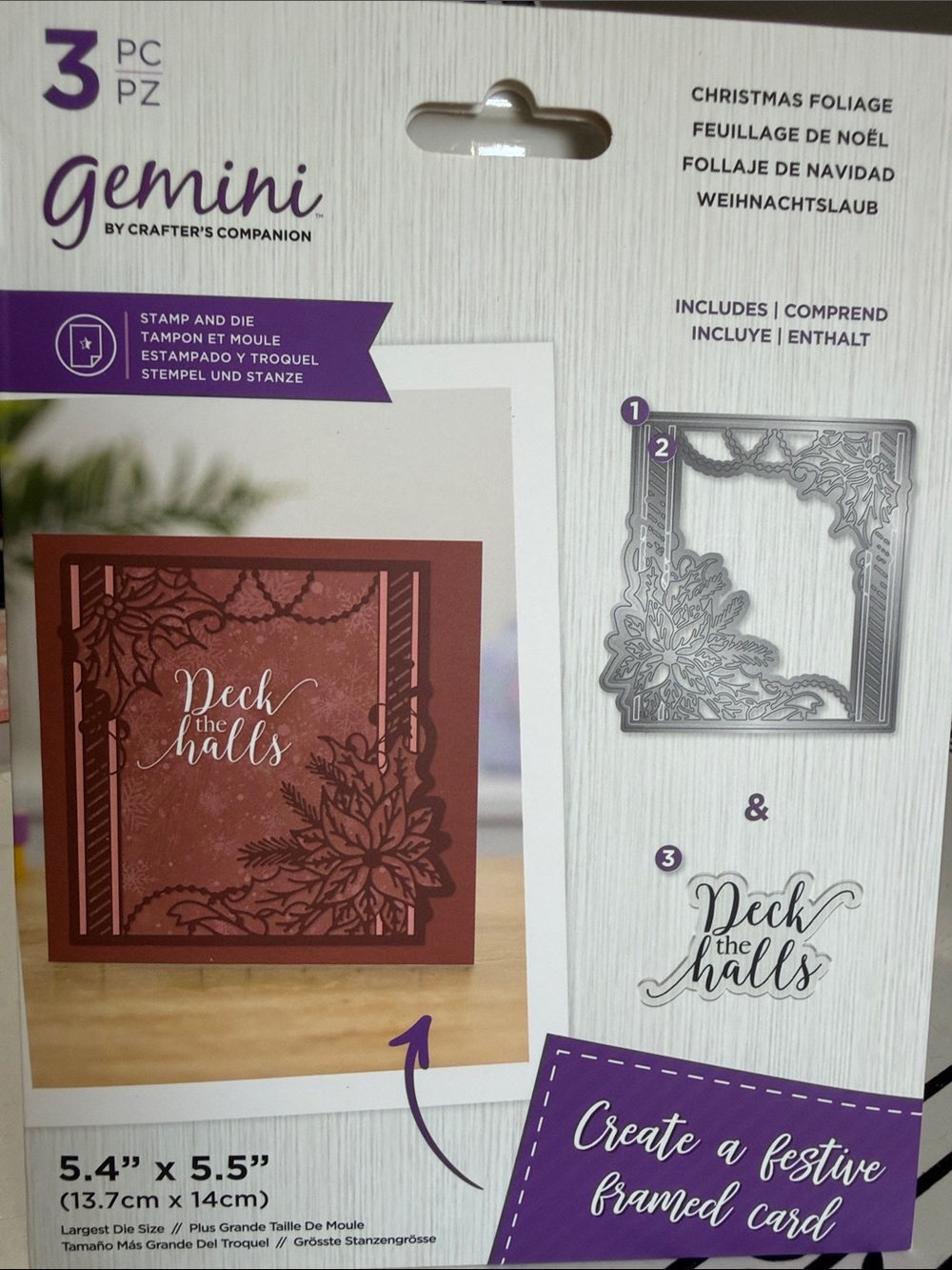 Crafters Companion Christmas Foliage Decorative Frame Stamp & Die Set